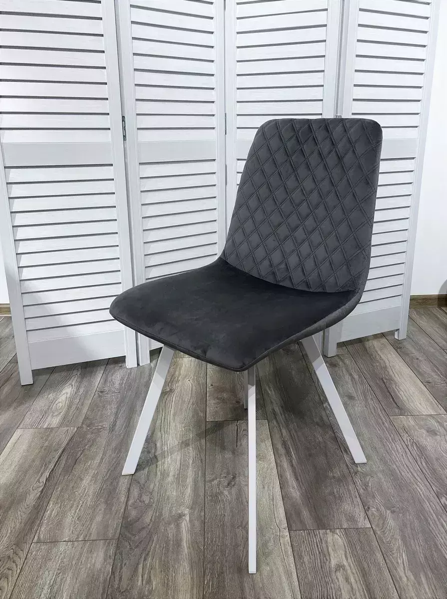 Стул DAIQUIRI BLUVEL-14 GREY / белый каркас, велюр М-City