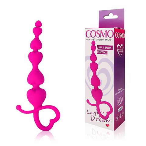 Розовая анальная цепочка Cosmo с петелькой - 14,5 см. - Cosmo COSMO CSM-23013
