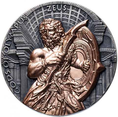 5 долларов 2017 "Боги Олимпа - Зевс", в футляре с сертификатом Остров Ниуэ