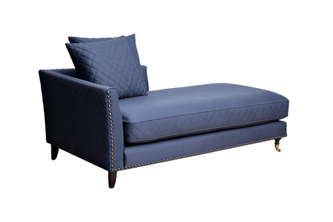 Диван-кушетка Garda Decor Sorrento правый велюровый темно-синий