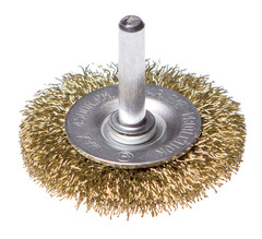 45-3-104 Щетка-крацовка дисковая, со шпилькой, латунированная стальная проволока, d=40мм (РемоКолор)