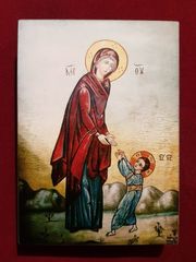Первые шаги Иисуса Христа деревянная икона на левкасе