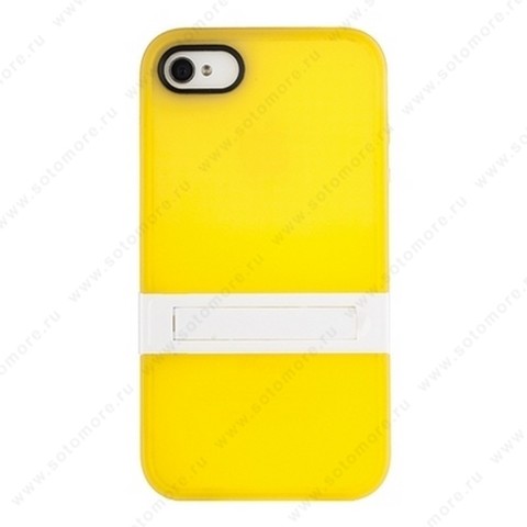 Накладка для iPhone 4s/ 4 с подставкой желтая