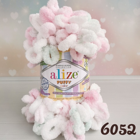 ALIZE PUFFY COLOR 6052, Белый/розовый/мята