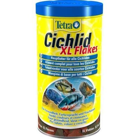Tetra Cichlid XL Flakes основной корм для цихлид и других крупных рыб (крупные хлопья) 1л