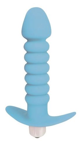 Голубая анальная вибровтулка-елочка с ограничителем - 11,5 см. - Bior toys SWEET TOYS ST-40170-12