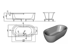 Ванна акриловая отдельностоящая Kolpa San LIBERO 180, BASIS в комплекте с каркасом