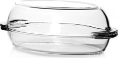Кастрюля овальная с крышкой 2 литра Borcam 59022 жаропрочная стеклянная форма для запекания 35х19х7 см рубашка