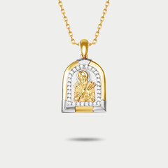 Подвеска православная из розового и белого золота 585 пробы с фианитами (арт. 031998)