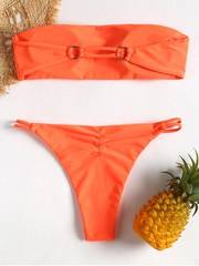 купальник раздельный оранжевый бандо бикини Dark Orange со скидкой 3