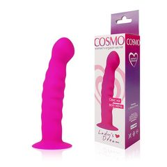 Розовый фаллоимитатор с ребристой поверхностью Cosmo - 14 см. - 