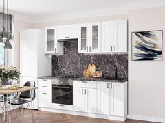 Прямая модульная кухня Лофт-01 White Silk - Белый 2140*2200*600