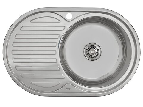 Мойка врезная Vivat 775016/0,6 1Ч1К (правая) Глянец Нержавеющая сталь