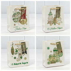 
          Пакет подарочный 12 х 15 х 6.7 см Набор 4 шт "Новый год" (Белый)