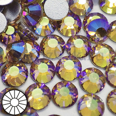 Стразы холодной фиксации клеевые стеклянные Golden Blue - Золотистые с холодным, голубым блеском на StrazOK.ru