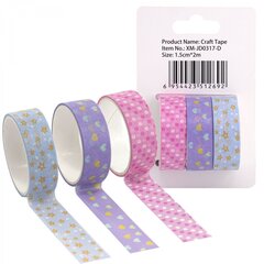 
          Декоративная клейкая лента Alingar, 1,5 см х 2 м, 3 шт, "Звездочки, сердечки, горошек",асcорти, европодвес