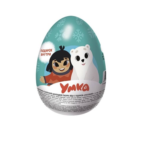 УМКА CHOCO BARIKI Яйцо из молочной глазури с подарком 1кор*12бл*6шт, 70гр