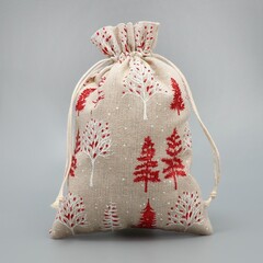 Мешочек подарочный холщовый, Новогодний лес, 16*24 см, 1 шт.