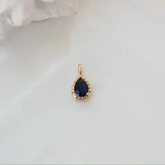 Подвеска Капля с синим фианитом, 15*8 мм, позолота, П427