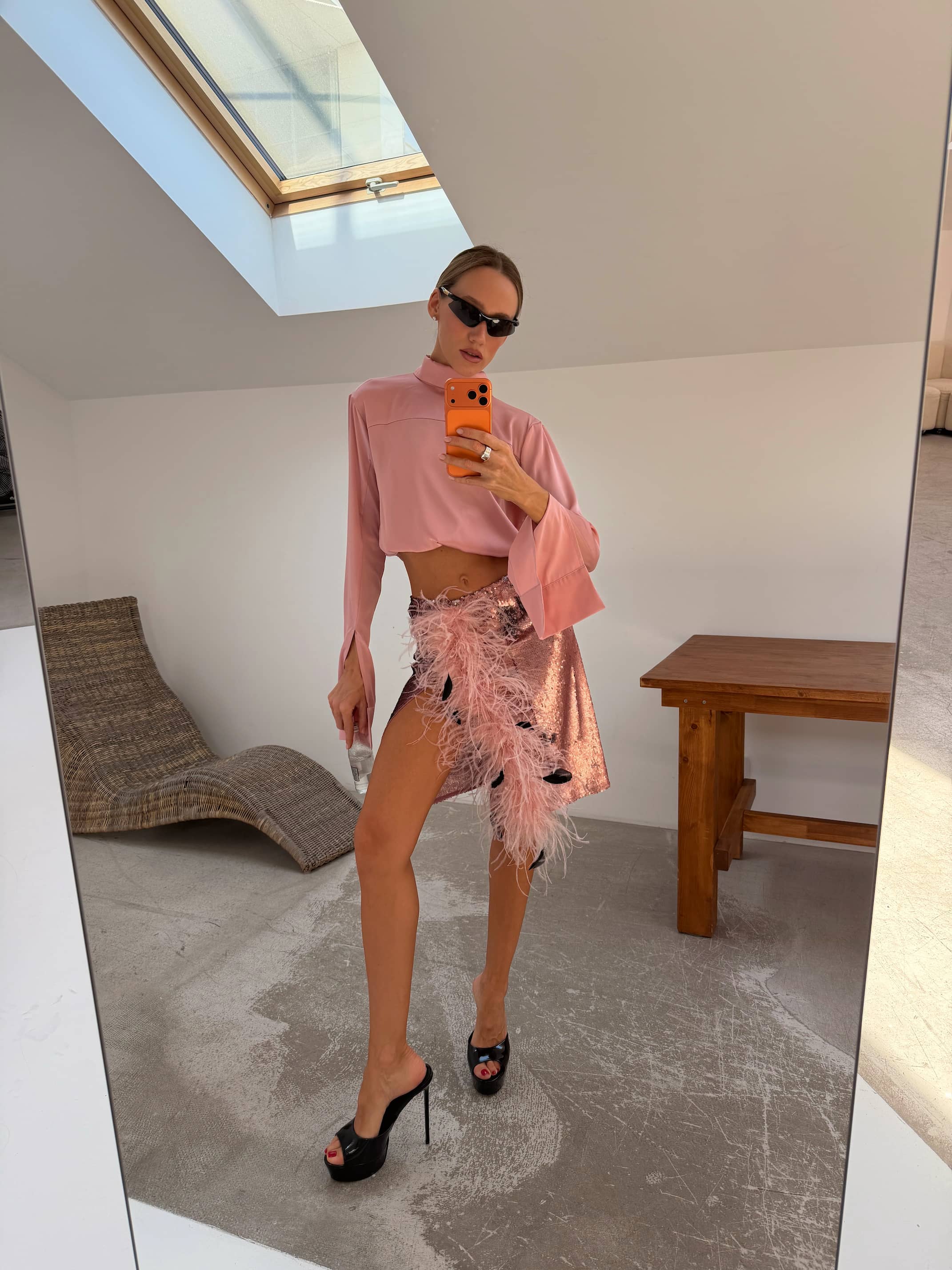 Атласная рубашка Trick Pink