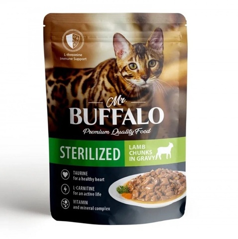 Mr. Buffalo STERILIZED пауч для стерилизованных кошек Ягненок в соусе 85г
