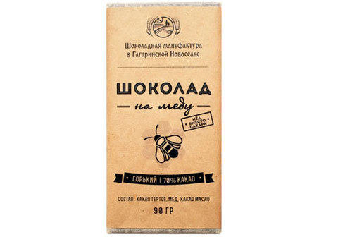 Горький шоколад на меду, 90г