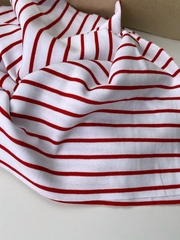 Трикотаж Breton stripes, Белый с красным