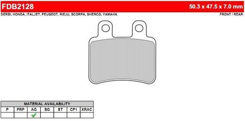 FDB2128EF Тормозные колодки дисковые MOTO, блистер 2 шт