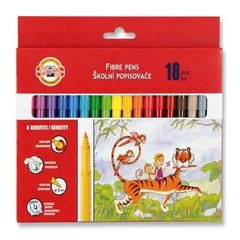 Фломастеры KOH-I-NOOR ZOO 1002, 18цв, смываемые, вентилир., картон.упак. с подвесом