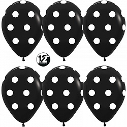 S 12''/30 см, Белые точки, Черный (080), пастель, 5 ст, 5 шт.