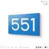 Номер на дверь 551, табличка на дверь для офиса, квартиры, кабинета, аудитории, склада, голубая 120х70 мм, Айдентика Технолоджи