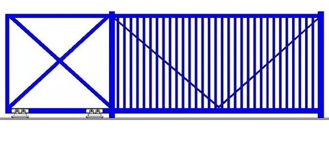 Откатные ворота с заполнением решеткой 6000х2000 ЕВРО