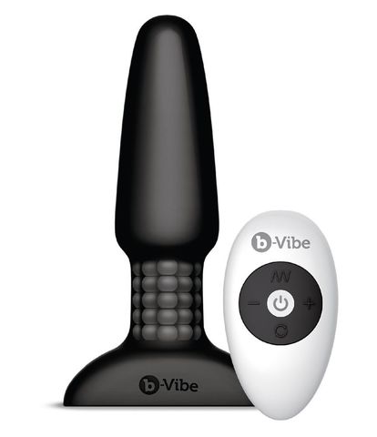 Чёрная вибровтулка с ротацией шариков RIMMING REMOTE CONTROL PLUG BLACK - 15,2 см. - b-Vibe BV-001-BLK