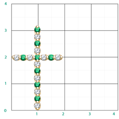 3257с2 -Крестик с изумрудными фианитами из золота 585 пробы
