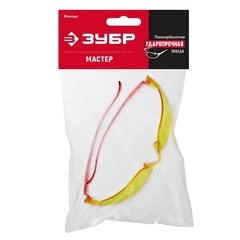 ЗУБР Мастер, открытого типа, жёлтые, широкая моностекло, облегчённые, защитные очки (110326)