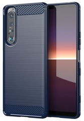 Чехол синего цвета для телефона Sony Xperia 1 III генерация с 2021 года, серия Carbon от Caseport