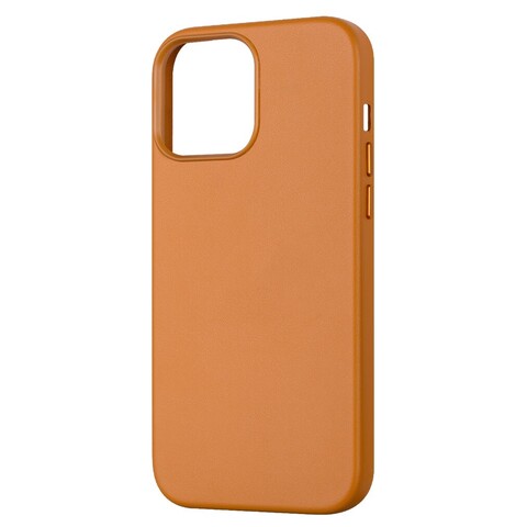 Чехол из натуральной кожи (MagSafe + анимация NFC) Leather Case для iPhone 13 Pro Max (Золотисто-коричневый) с магнитом Premium
