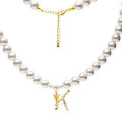 Чокер из Майорки с буквой K, gold