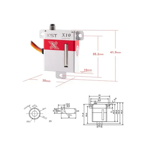 Сервопривод KST X10 V8.0 (10.8 кг/см, 0.10 сек/60°, 28г)