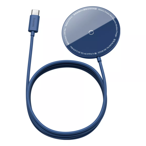 Беспроводное зарядное устройство БЗУ магнитное MagSafe для iPhone 12, 13 серии с быстрой зарядкой 15W Baseus (WHJK-H03) (Синий)