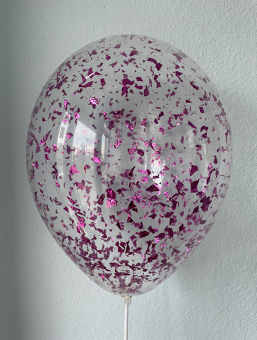 Шар с конфетти, фуксия стружка 12"