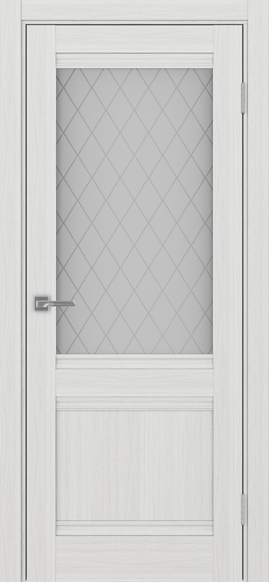 Дверь межкомнатная Оптима Порте Турин 502U.21, цвет серебристый ясень, экошпон, стекло кристалл