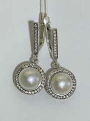 Белое солнце (серьги из серебра)