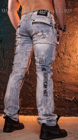 The Saints Sinphony | Джинсы мужские LT BLUE GRAFFITI PRINTED JEANS TSG305 сзади