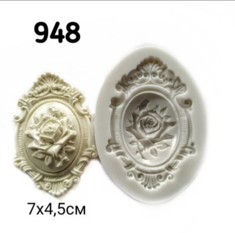 Молд Накладка с розой 7х4,5см, Арт.PO-0948, силикон