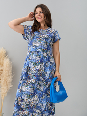 Платье П-026/голубой-ромашковоеполе