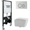 Abber Rechteck AC1201-AC0105-AC0121 Комплект подвесной Унитаз белый с инсталляцией AC0105 и кнопкой AC0121 хром