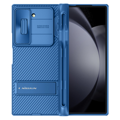 Усиленный чехол синего цвета от Nillkin для Samsung Galaxy Z Fold 6 5G, серия CamShield Fold Case-Pen Holder Version (версия с подставкой и держателем для S Pen)