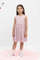 платье  для девочки  КР 5734/розово-сиреневый,сердечки к449
