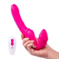 Розовый безремневой страпон на радиоуправлении Strapless Together - 22 см. - 